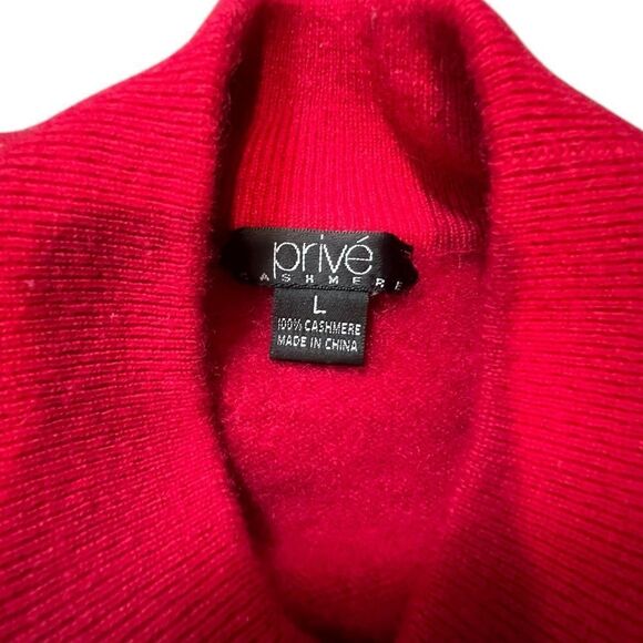 Privé 100% Cashmere Sweater Red Mock Neck Pullover Women’s Size Large - Picture 2 of 4